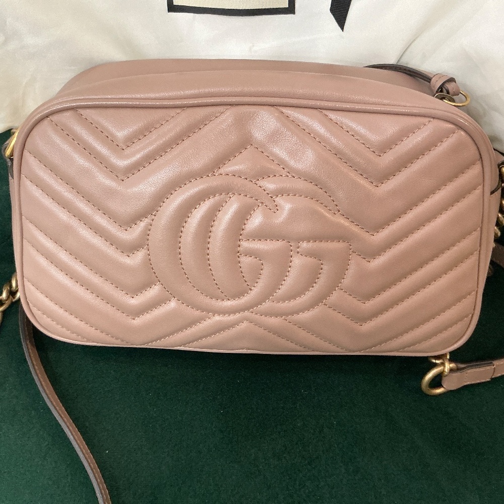 GG Marmont Samll Beige Hand Bag - Picture 4 of 7